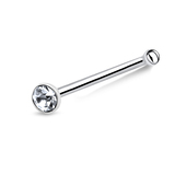 1.8mm Bezel Stone Silver Bone Nose Stud NSKD-56